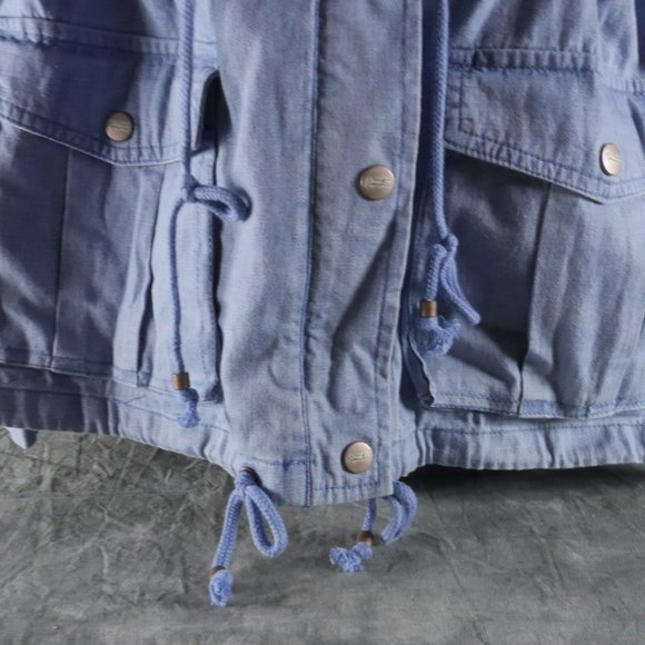 NWT Nanette LePore Solid Blue DENIM CARGO JACKET Women's Size L MSRP $100 ANB - Picture 2 of 5
